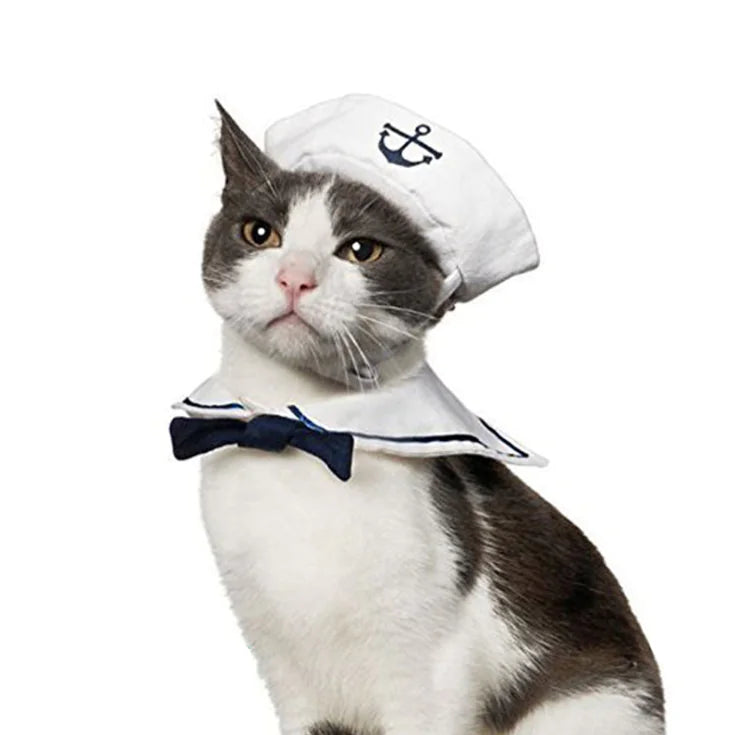 Navy Sailor Outfit for Cats – Warm Pet Costume